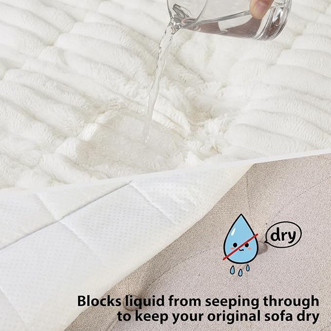 Fixwal Pet and Family Friendly Couch Covers, Washable Non-Slip Dog Mat with Waterproof Backing, Soft Plush Protector for Sofa, Car Seat, Bedside, Playpen, Camping (White, 27.6" x 82.7")