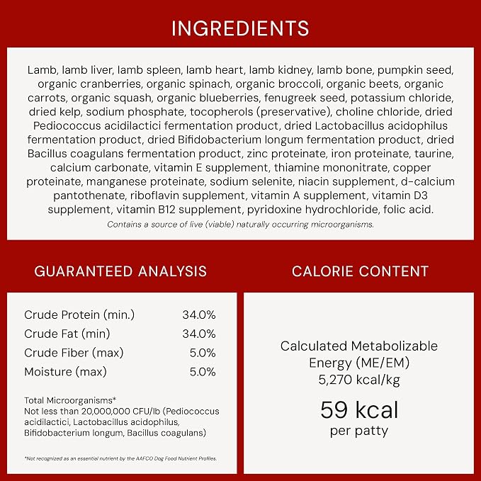 Stella & Chewy's Freeze-Dried Raw Dinner Patties - Dandy Lamb Recipe - High Protein Grain-Free Puppy & Dog Food - Perfect For Picky Eaters - 5.5 oz
