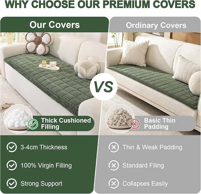 OstepDecor Couch Cover for Dogs, Washable Non Slip Sofa Cover for Pets, Soft Couch Covers for Sofa, Loveseat and Sectional, Furniture Protector Against Pet Hair & Scratches (27.6" x 70.9", Green)