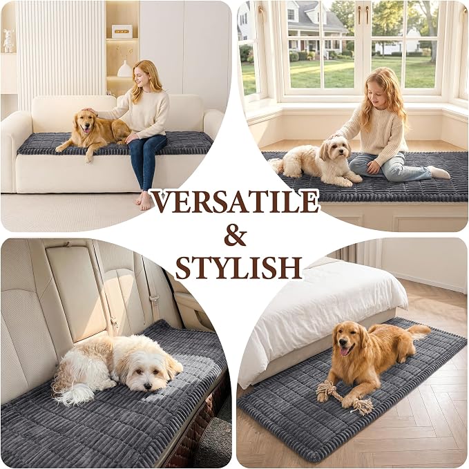 MEETSKY Couch Cover for Dogs, Washable Sofa Covers for 3 Cushion Couch, Non Slip Pet Couch Covers for Sofa, Soft Furniture Protector Against Fur Pet Friendly, Dark Grey, 27.6" x 70.9"