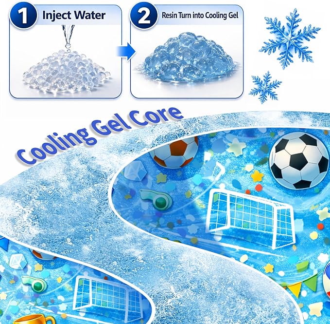 Dog Cooling Mat, Water-Activated Gel Ice Pad for Dogs&Cats, Self-Cooling Mat Soccer Fan Dog Gifts, Waterproof Wipe-Clean, Soccer-Themed Summer Beds for Outdoor&Indoor Medium/Small Pets
