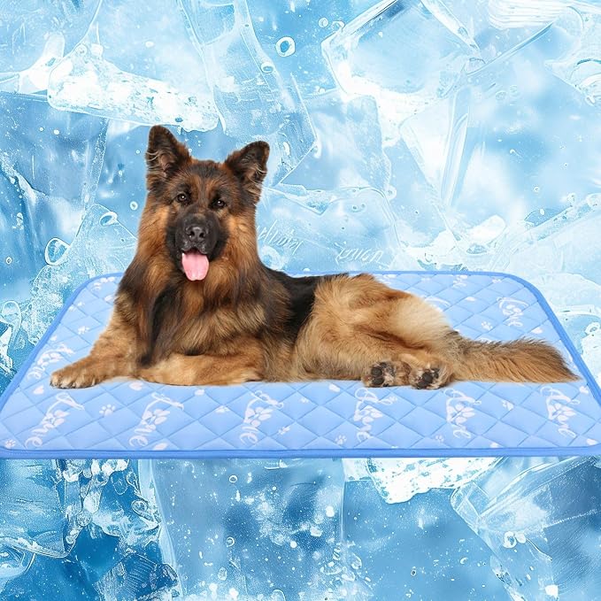 MH MYLUNE HOME Dog Cooling Mat 59" x 40" Cool-Chill Cool Fiber & Endothermic Color Changing Double-Sided Cooling & Warm Dog Mat, Foldable Washable Summer Pet Blanket
