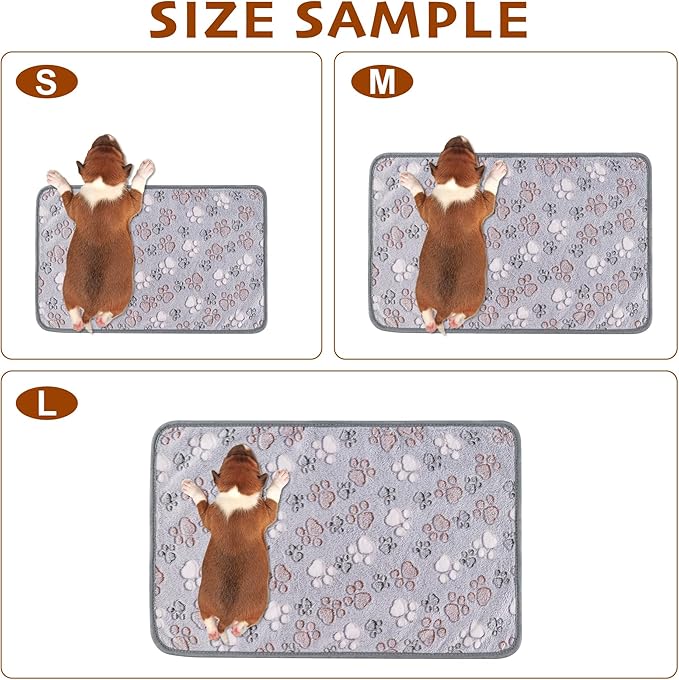 1 Pack 3 Blankets Fluffy Premium Fleece Soft Pet Blanket Flannel Throw for Cat Dog Puppy (Large 41x31'', Paw-Beige/Grey/Navy)