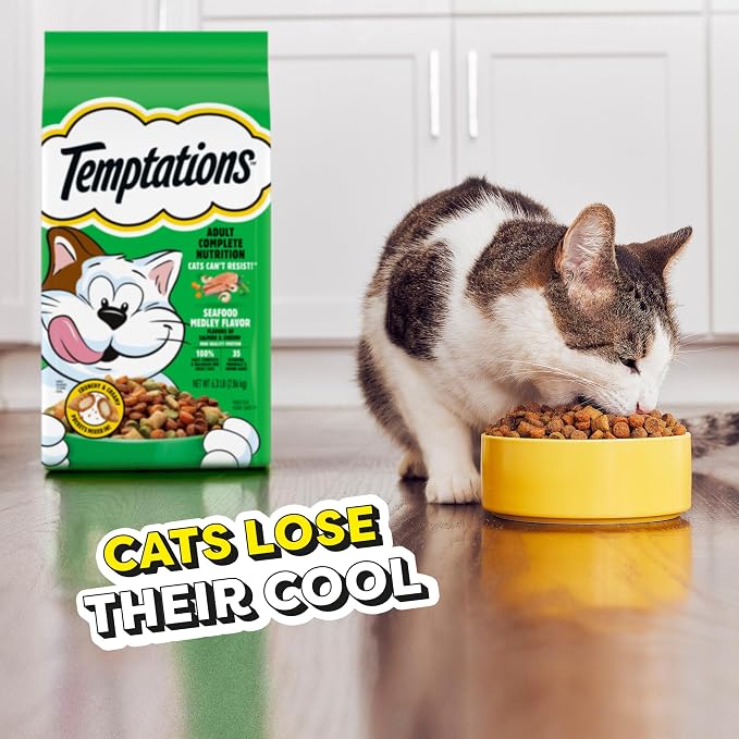 Temptations Seafood Medley Flavor Adult Dry Cat Food, 6.3 lb. Bag (Pack of 3)