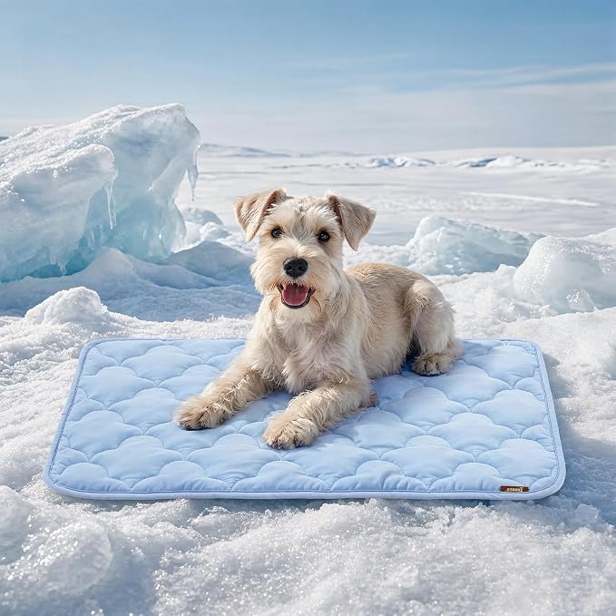ZOMISIA Cooling Mat for Medium Dogs, Q-Max>0.5 Thin Breathable Crate Pad for Pet, Portable Washable Kennel Bed for Summer Active Dog with Chill Cool Soothing Fabric to Rapid Cooling, 29x18, Blue