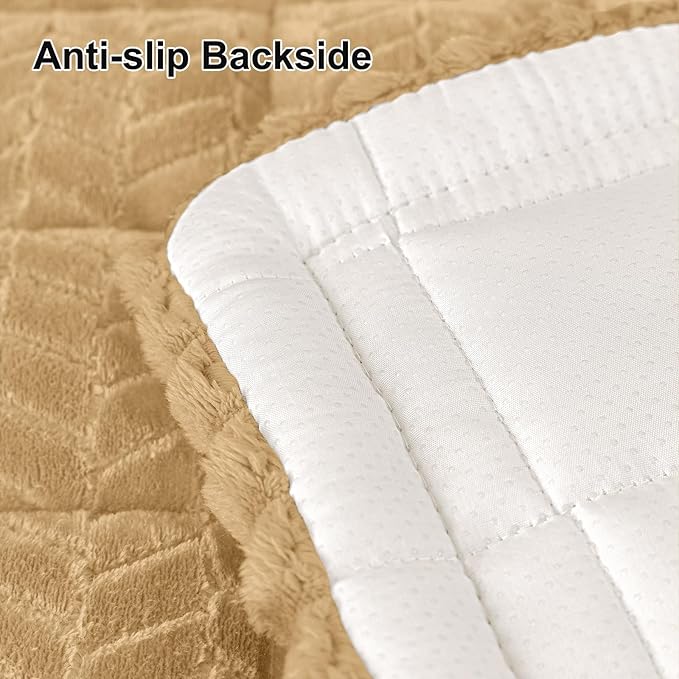 Smiry Couch Cover for Dogs, Non Slip Fuzzy Pet Sofa Covers Washable for 3 Cushion Couch, Soft Thick Furniture Protector for Cats Dogs, Against Fur, Dirt, Scratch Resistant (Camel, 27.6"x88")