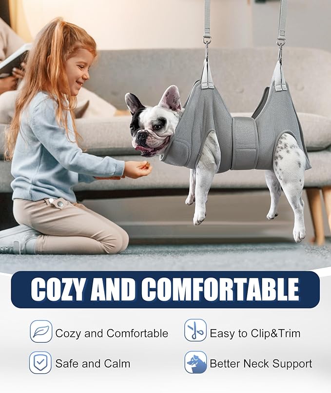 Kkiimatt Dog Grooming Hammock,XX-Large Hammock for Nail Trim, Hanging Harness for Nail Trimming,Dog Sling Restraint Holder for Pet Grooming Suspension Hanger with Thick Fabric Neck Support