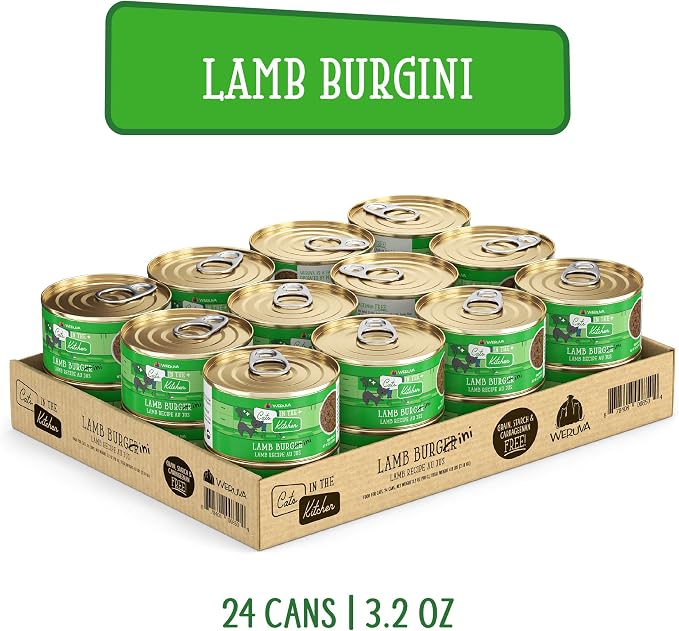 Weruva Cats in The Kitchen, Lamb Burger-ini with Lamb Au Jus Cat Food, 3.2oz Can (Pack of 24)