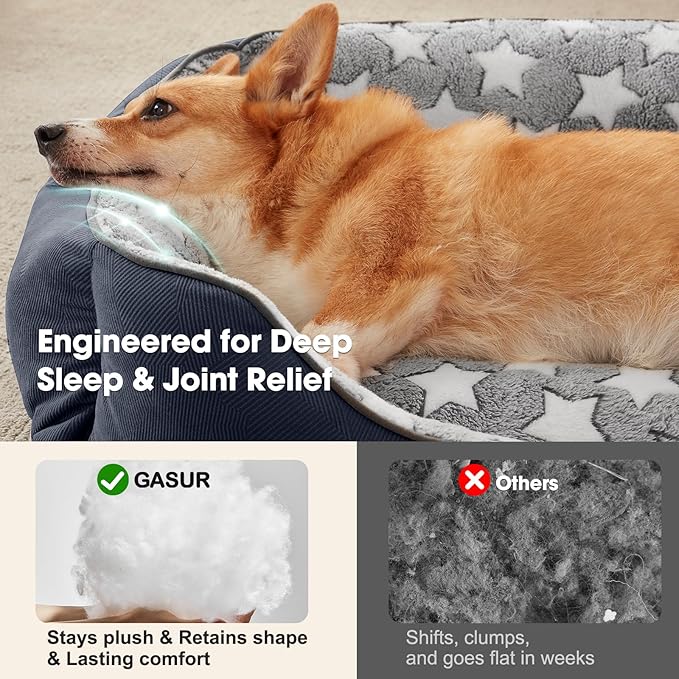 GASUR Small Dog Beds Small Size Dogs, Rectangle Washable Dog Bed, Orthopedic Dogs Sofa Bed, Pet Cuddler Anti-Slip Bottom, Soft Calming Sleeping Warming Puppy Bed (S (20"x 19"x 6"), Black)