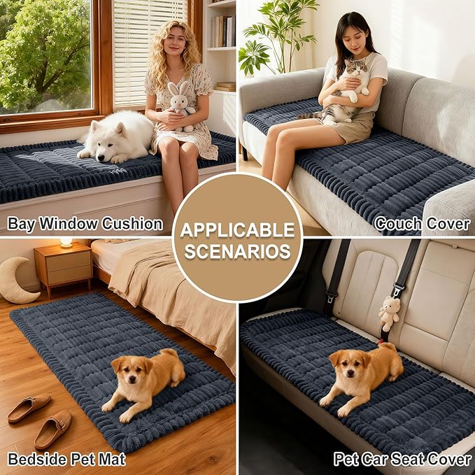 hyha Couch Cover for Dogs Washable, Non Slip Thick Flannel Sofa Protector, Pet Friendly Plush Furniture Cover for Sectional Sofa & Loveseat (Charcoal Grey, 27.6" x 70.9")