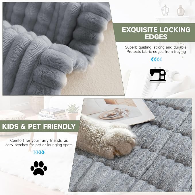 OTOB Couch Covers for Dogs Washable, Non Slip Plush Sofa Cover Kids Pet Friendly Furniture Protector, All Seasons Soft Cozy Fuzzy Sofa Slipcovers Dog Bed Mats (Gray, 31.5" x 63.0'')