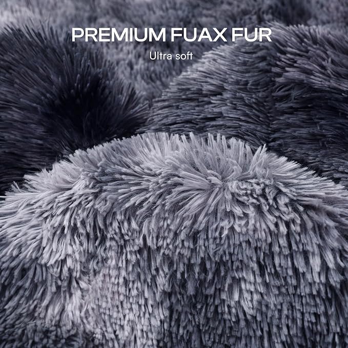 Luciphia Large Waterproof Dog Blanket Pet Washable Liquid Proof Furniture Protector Small Shaggy Plush Calming Long Faux Fur Bed Cover for Couch Cat Blankets for Kitten Doggy, Tie-dye Grey, 30" x 40"