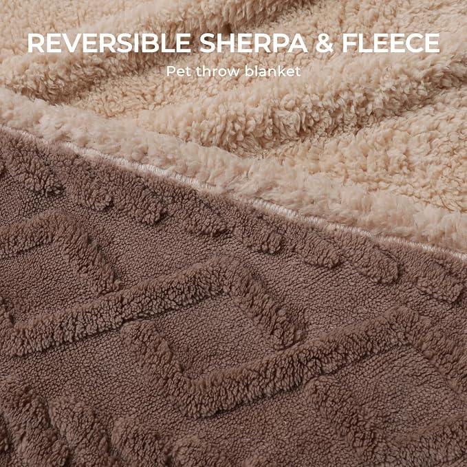 Luciphia Waterproof Pet Blanket, Liquid Pee Proof Dog Blankets for Sofa Bed Couch, Reversible Sherpa Fleece Furniture Protector Cover for Small Medium Large Dogs Cats,Khaki Medium（57" x 40"）