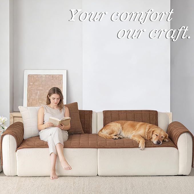 Premium Washable Couch Cover for Dogs, Non Slip Sectional Sofa Protector for L Shape Couch,Dog Couch Cover for Waterproof(1PC/27.6"x59.1",Brown)