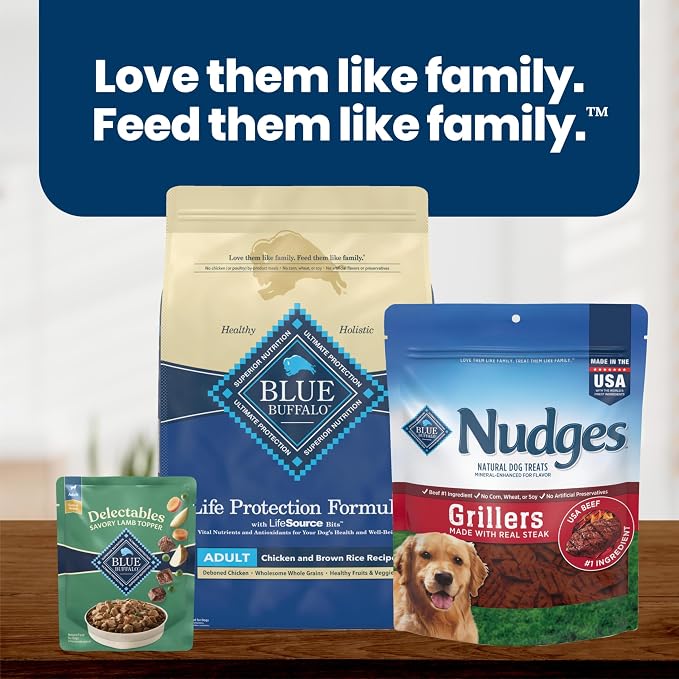 Blue Buffalo Delectables Variety Pack Natural Wet Dog Food Topper (Savory Lamb & Tender Turkey) Tender Cuts in Gravy with Natural Ingredients, Vitamins & Minerals, 3-oz. Each (12 Pouches)
