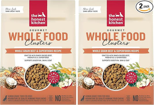 The Honest Kitchen Whole Food Clusters Whole Grain Beef & Oat Dry Dog Food, 1 lb Bag (Pack of 2)