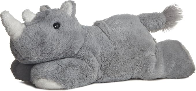 Aurora® Adorable Mini Flopsie™ Rhino Stuffed Animal - Mini Companions Ready for Playful Adventures - for Kids All Ages, Toddlers, Adults, and Families - Gray 8 Inches