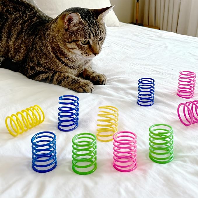 Cat Toys for Indoor Cats, 35 Packs Interactive Cat Toys Set with Colorful Springs, Mouse Cat Toy, Crinkle, Sisal, Pompom and Color Bell Balls for Kitten Toys