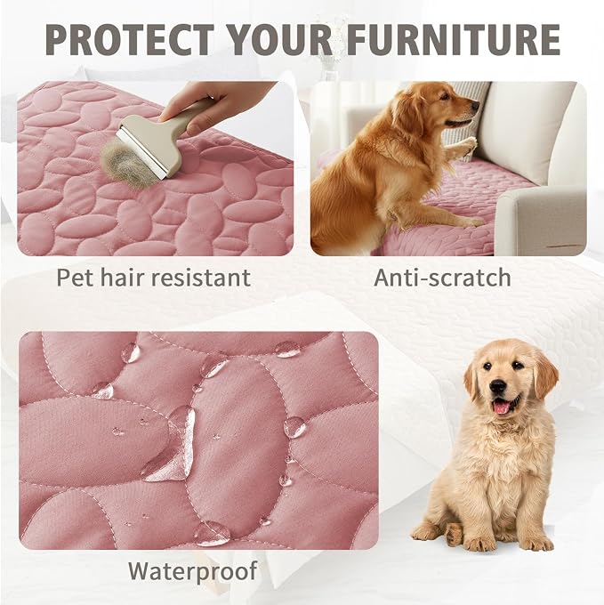 Ameritex Pet Bed Cover Dog Bed Blanket for Sofa and Furniture Waterproof New Pattern Design (68x82 Inch, Pink)