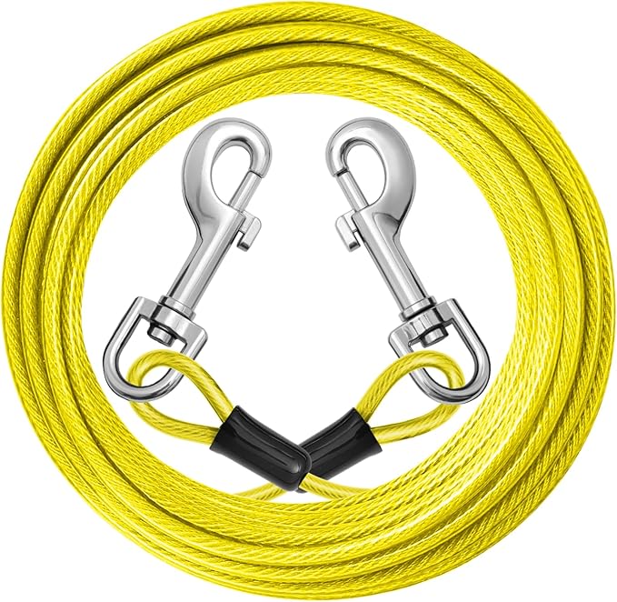 jenico Dog Tie Out Cable: 20ft Dog Leads for Yard Heavy Duty - Reflective Chain Leash for Outside Small Large Dogs Up to 125lbs Outdoor Runner Camping