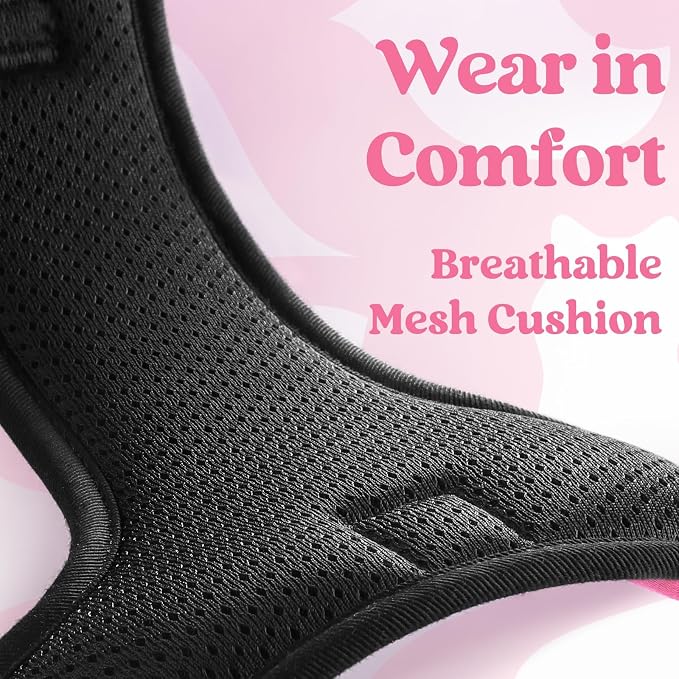 rabbitgoo Dog Harness for Large, No Pull Easy On & Off with 3 Buckles Pet Harness, Adjustable Soft Walking Vest with 2 Clips and Handle, Reflective for Large Dogs, Rose Pink, L
