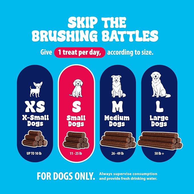 Dental Fresh Dental Treats for Small Dogs, Vet-Formulated Teeth Cleaning Dental Sticks to Help Reduce Plaque and Tartar and Freshen Breath, 45 Count Brush Free Dental Chews for Dogs 11 to 25 lbs