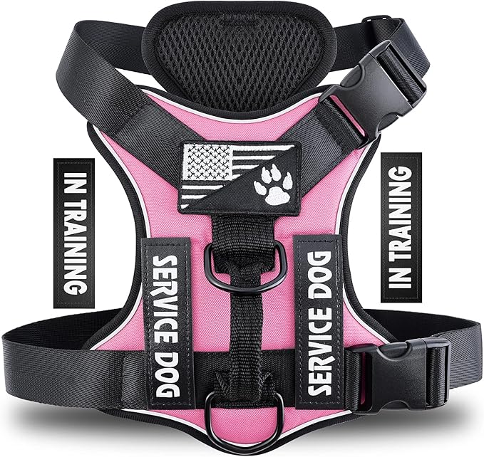 Service Dog Harness, Reflective Dog Vest Harness with 5 PCS Patches, Adjustable Soft Oxford Pet Harness, Inner Layer Mesh, Easy to Control for Dogs