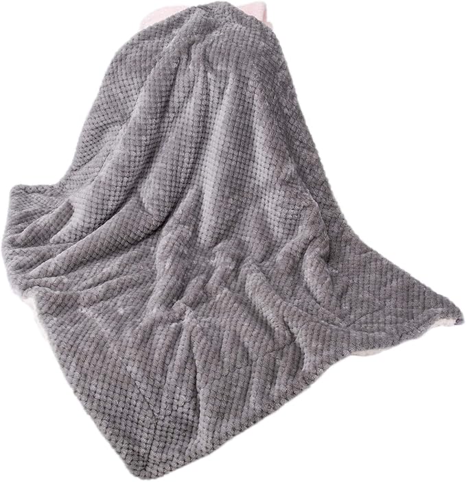 DW-Flint Gray Plush Fleece Receiving Blanket for Dog, Cat, Couch, Sofa, Travel and Outdoor, Camping (24" x 32")