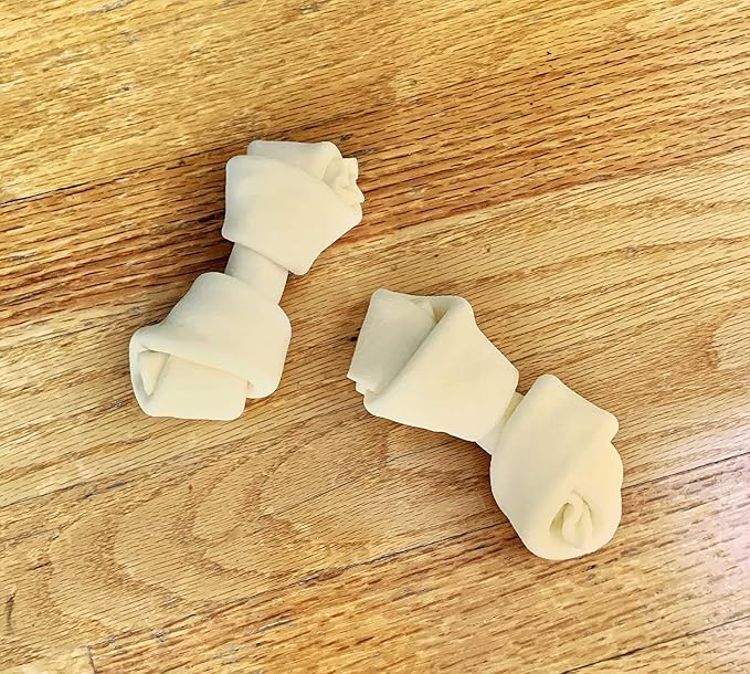 Pet Factory 100% Made in USA Beefhide Dog Chews – 6–7" Knotted Rawhide Bones for Dogs, Natural Flavor Long-Lasting Dog Chew Treats, Helps Support Dental Health, 8 Count Pack