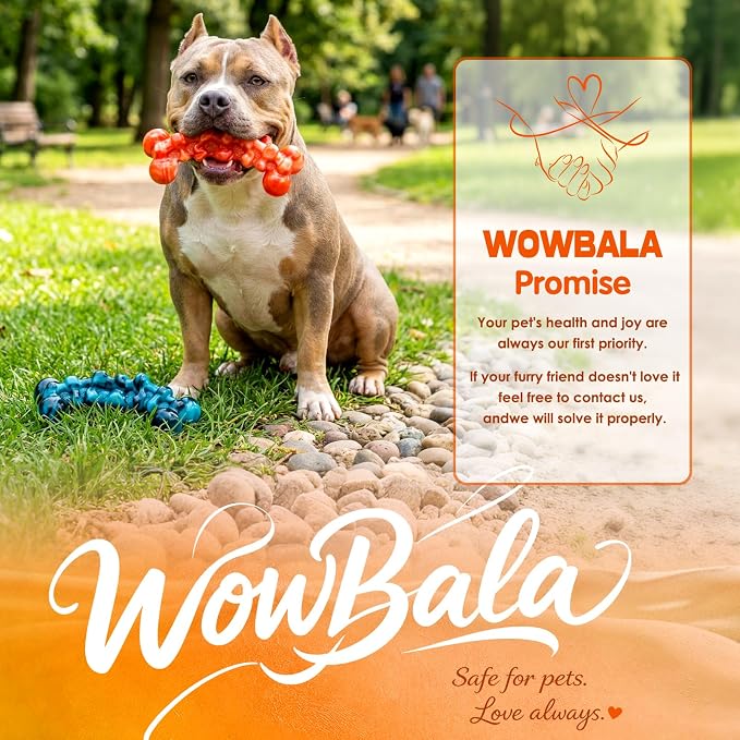 WOWBALA Dog Toys for Aggressive Chewers - Build for Aggressive Chewers for Long Lasting Fun, Non-splintering, Teeth Cleaning Indestructible Dog Chew Toys for Medium & Large Dogs, 2 Pack