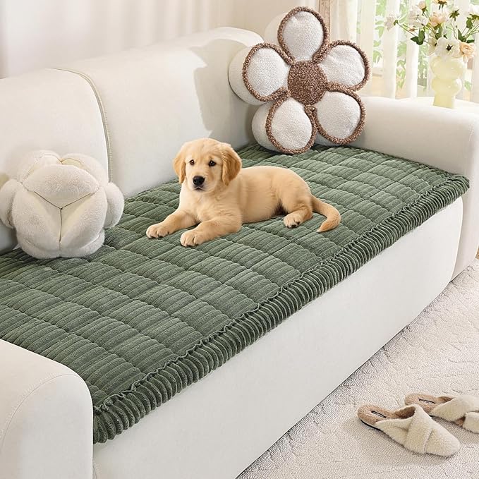 Royhom Couch Cover for Dogs Washable, Soft Thick Pet Couch Covers for Sofa, Pawcart Couch Protector Pet Friendly, Furniture Covers Dog Mat for Couches and Sofas (Green, 27.6 x 59 Inch)