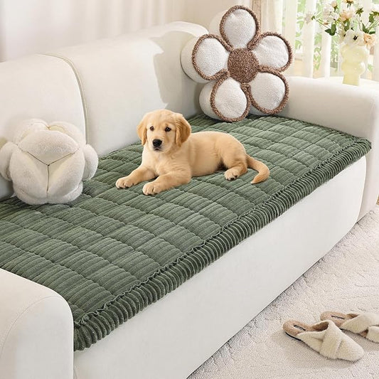 Royhom Couch Cover for Dogs Washable, Soft Thick Pet Couch Covers for Sofa, Pawcart Couch Protector Pet Friendly, Furniture Covers Dog Mat for Couches and Sofas (Green, 27.6 x 70.9 Inch)