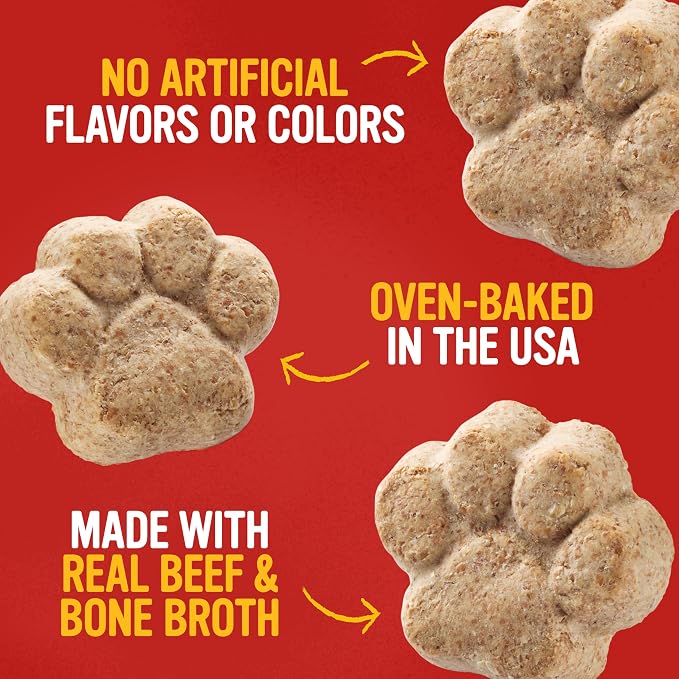 Blue Dog Bakery More Crunch Medium Beef & Bone Broth Dog Treats, Dog Biscuits for Large Breeds, Healthy Treats, All Natural, 18 oz (Pack of 3)
