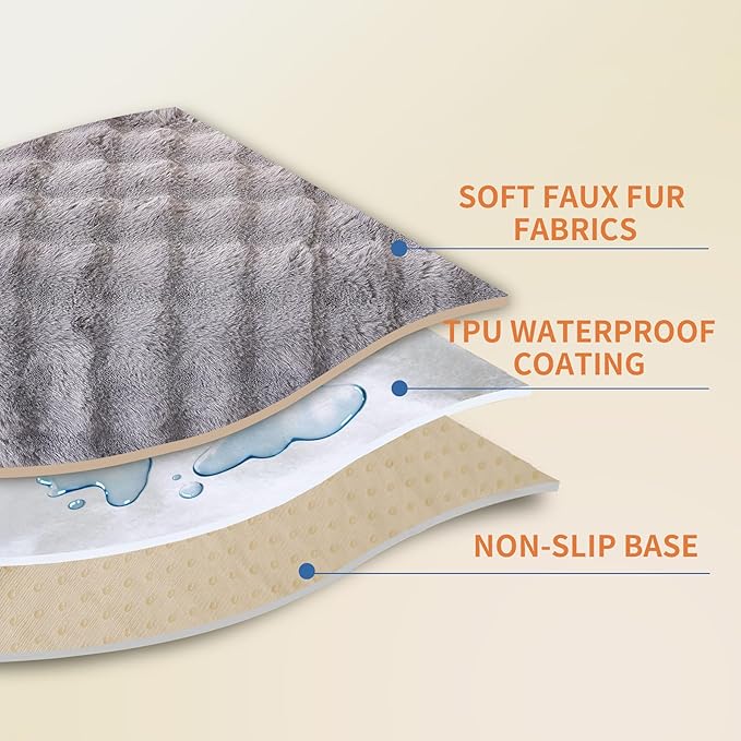Waterproof Dog Bed Cover Non Slip Couch Covers for Dogs Washable Soft Faux Fur Sofa Cover Couch Covers for 3 Cushion Couch Sofa Pet Friendly (Grey, 24" x 24" 2 Pack)