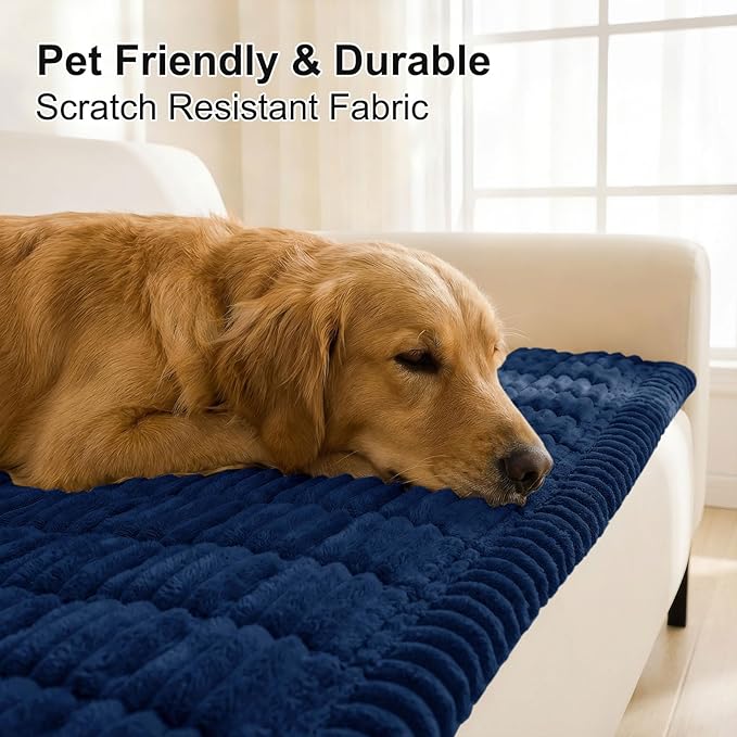 Smiry Couch Cover for Dogs, Non Slip Washable Sofa Protector for Pets, Soft Furniture Cover for Pet, Stylish Sofa Covers, Cozy Protect Against Fur, Dirt & Everyday Messes (Navy, 27.6" x 82.7")