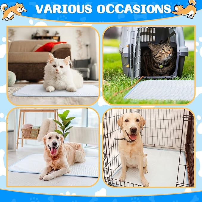 Chunful 4 Pack Pet Cooling Mat, 26 x 20 Inches Dog Cooling Pad for Summer, Ice Silk Self-Cooling Mat, Portable Washable Non-Slip Dog and Cat Pad for Indoor, Outdoor, Car Seats, Trips, up to 25 Lbs