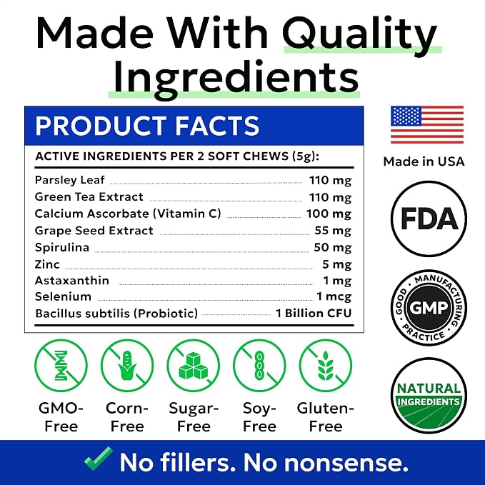 BARK&SPARK Dog Teeth Breath Freshener Chews, Dental Cleaning Treats for Bright Smile - Plaque, Tartar and Bad Breath Advanced Remover for Dogs, Pet Oral Care Bright Co Lab Pro Formula - 90 Servings