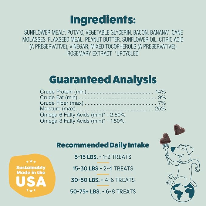 Shameless Pets Soft-Baked Dog Treats, Bananas for Bacon | Healthy Treats for Small, Medium & Large Dogs | Skin & Coat Support with Omega-3 & Omega-6 | Grain-Free, Made in USA | 6 oz