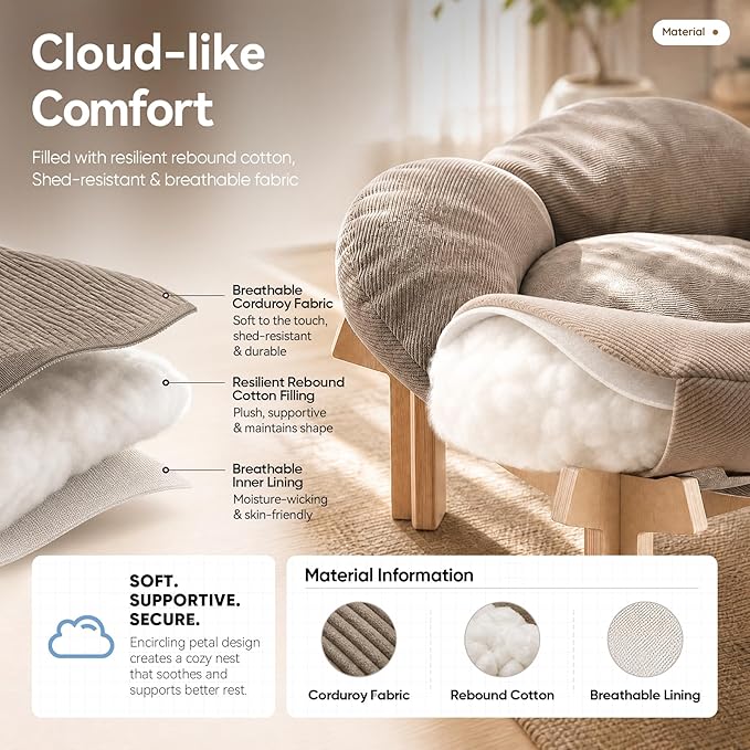 JUNSPOW Elevated Cat Bed for Indoor & Outdoor Cats, Removable Soft Cushion with Wooden Stand, Suitable and Comfortable Pet Bed for Kitty and Puppy, Holds Up to 40lbs with Ease