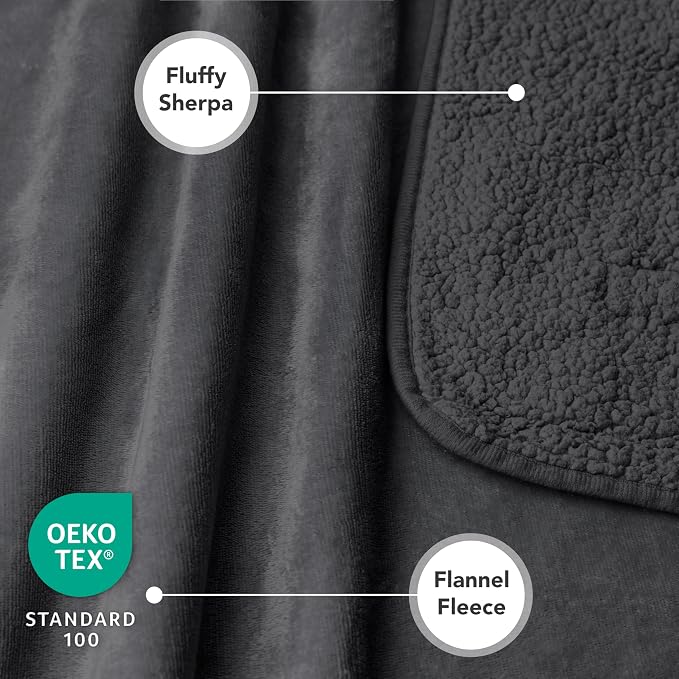 PetAmi Premium Waterproof Dog Blanket for Small Medium Dogs, Reversible Sherpa & Flannel Fleece, Leakproof Pet Throw for Couch Protection, Soft Plush Furniture Protector for Cats, Washable, 29x40 Grey