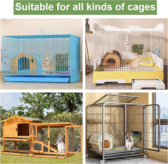 LUAVIARU Upgrades 2pcs Hay Feeder Rabbit - Guinea Pig - Metal Frame Hay Rack with Adjustable Hook - Less Wasted - for Guinea Pig, Bunny, Chinchilla Cage Accessories - Bunny Feeder
