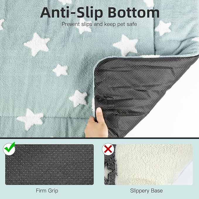 Mora Pets Dog Crate Pad Crate Bed Mat Small Dog Bed Washable Cute Star Pet Kennel Bed for Dog Cage Ultra Soft Flat Puppy Cat Kitten Pillow for Sleeping Anti-Slip Blue 24 x 18 inch 2 Pack