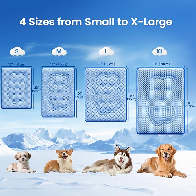 Dog Cooling Mat, Thick Cooling Mat for Extra Large Dogs with PCM & Thermochromic Tech, Dual-Sided Durable Waterproof Cool Dog Bed Mat, Q-Max>0.5, Machine Washable, Non-Toxic - XL(31" x 43")