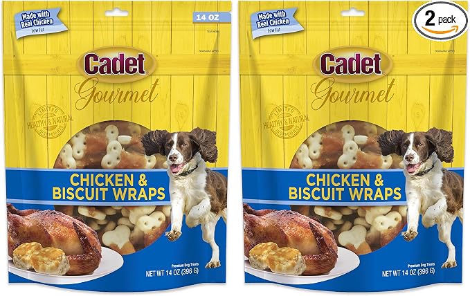 Cadet Gourmet Chicken Wrapped Biscuit Dog Treats,Training Treats for Small and Large Dogs,Inspected & Tested in USA,14 oz.,(Pack of 2)