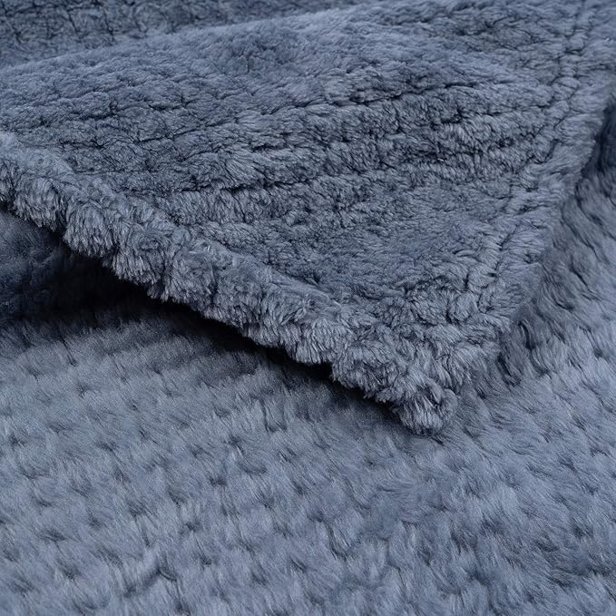 Warm Soft Fuzzy Dog or Cat Blanket, Plush Fleece Throws for Bed, Couch, Sofa, Travel (L/40" x 48", Blue)