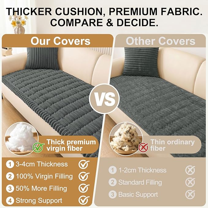 Smiry Couch Cover for Dogs, Non Slip Washable Sofa Protector for Pets, Soft Furniture Cover for Pet, Stylish Sofa Covers, Cozy Protect Against Fur, Dirt & Everyday Messes (Dark Grey, 27.6" x 88")