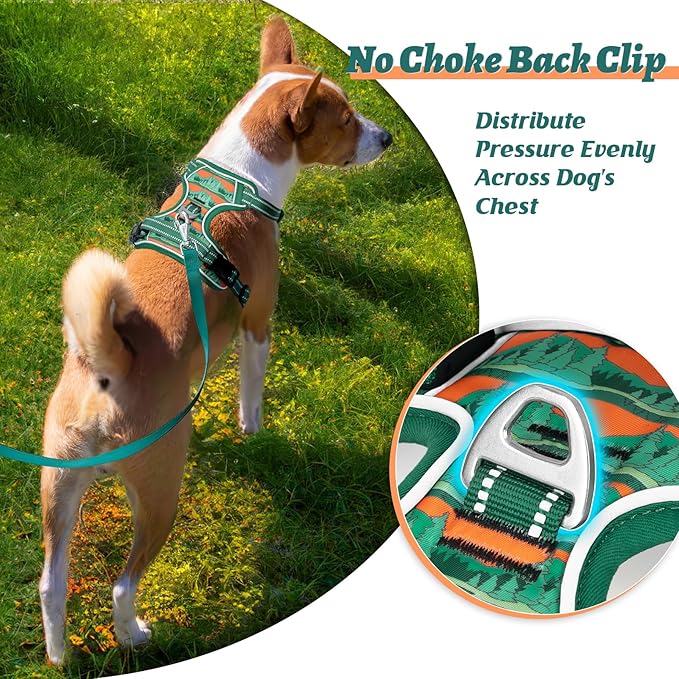 HEELE Dog Harness, No Pull Adjustable Padded Reflective Harness for Small Medium Large Dogs with Handle for Walking Training, Wilderness, S