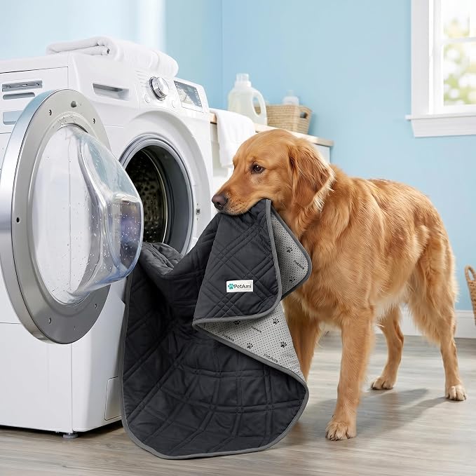 PetAmi Dog Cooling Mat, Waterproof Self Cooling Dog Pad with Non-Slip Backing, Q-Max >4.0 Pet Cooling Mat for Crate, Couch, Kennel & Car, Indoor Outdoor Summer Use, Grey, 29x40