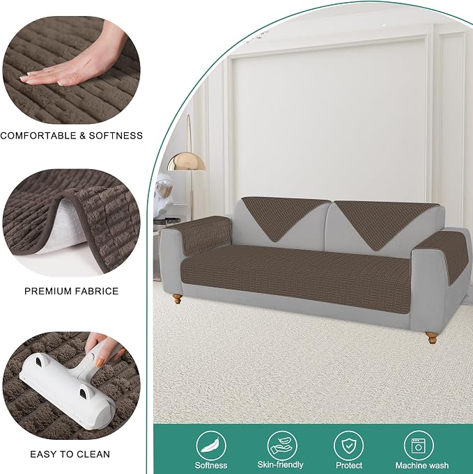 Foxdecor Couch Arm Covers Sofa Arm Cover, Arm Chair Covers Set of 2, Non-Slip Chair Arm Covers, Arm Rest Cover for Sofa, Armchair Slipcovers Couch Protector. (Chocolate 18x28 inch)