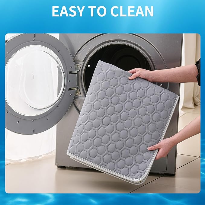 HAOMAIJIA Pet Cooling Mat for Dogs Thick Soft Washable Dog Cooling Mat Indoor Upgrade Waterproof Non-Slip Self Cooling Pad for Dog and Cat (Grey, 26'' x 44'' X-Large)